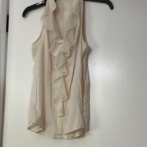 Express Cream Sleeveless Ruffle Blouse